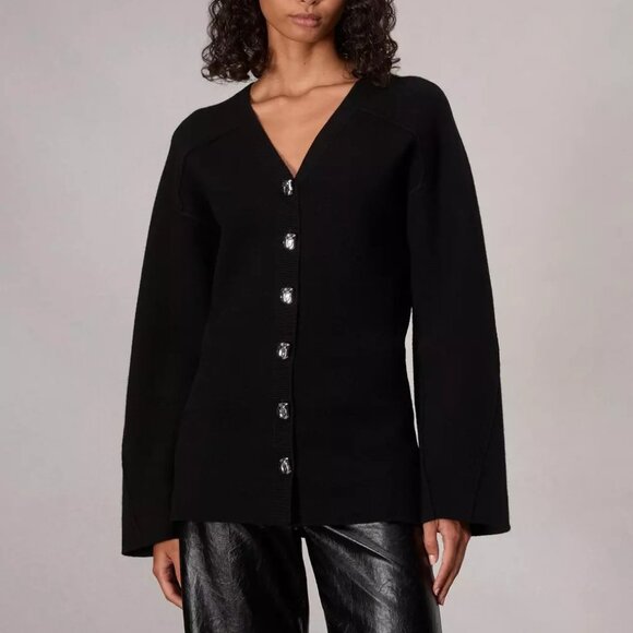 Rag & Bone Black V-Neck Cardigan - Picture 1 of 8